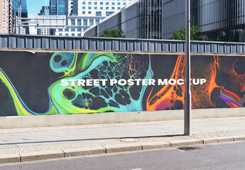 Street Outdoor Hoarding Poster City Mockup Template