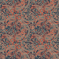 Asian textile Floral seamless vector pattern. Paisley ornament