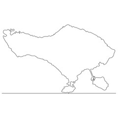 Continuous line drawing of map Bali Island Indonesia vector line art illustration