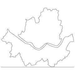Continuous line drawing of map Seoul City South Korea vector line art illustration