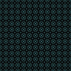 seamless pattern with flowers heart shape in black background 