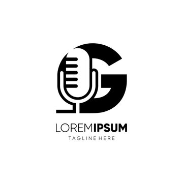 Letter G Microphone Podcast Logo Design Vector Icon Graphic Emblem Illustration Background Template