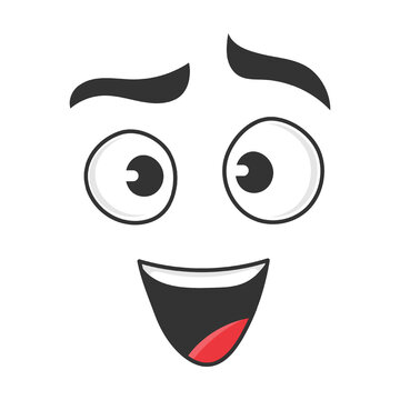 Expression of sincerity and happiness cartoon face vector illustration. Cute, funny, angry, happy, smiling comic faces with eyes and mouth