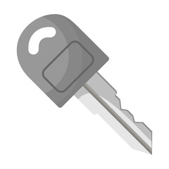 Modern key with plastic handle flat vector illustration. Collection of door key isolated on white background. Protection, security, safety