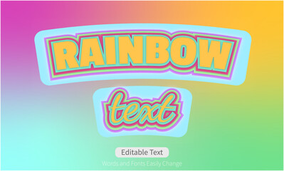 Editable Rainbow text vector, rainbow color, changeable eps effect, script font, typography