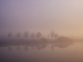Fototapeta premium misty morning on the lake