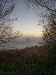 Fototapeta na wymiar sunset in the fog