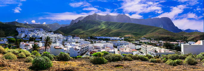 Gran Canaria (Grand Canary) island scenery - Spectacular view of Agaete  town and Puerto de las...