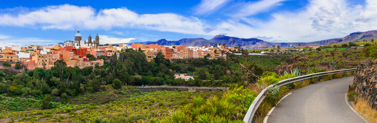 Fototapeta na wymiar Travel and landmarks of Gran Canaria - beautiful Aguimes town. Best places of Grand Canary island