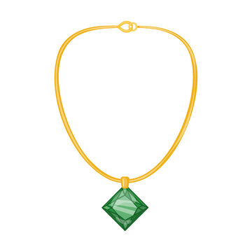 recommend clip art: gold necklace with square emerald jewelry vector illustration. Gold, silver, pearl jewellery. Stone or diamond rings, earrings, bracelets