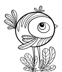 bird stylized contour doodle coloring book for children graphic sketch isolated on white background sparrow with patterns vector hand drawn