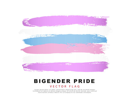 Lilac, white, blue and pink brush strokes, hand-drawn. The flag of bigender pride. Sexual identification.