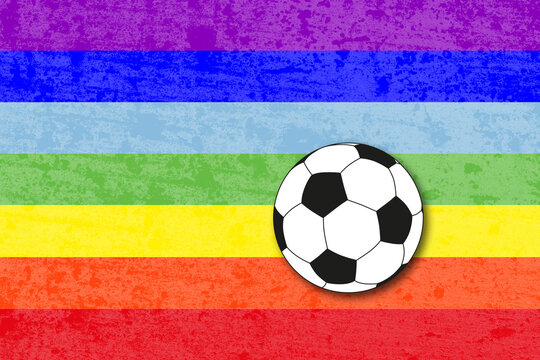 fu&szlig;ball vor regenbogenflagge