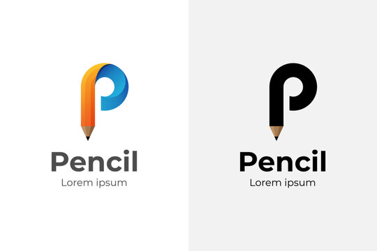 Modern creative Pencil logo with initial letter P logo icon design for education school logo element