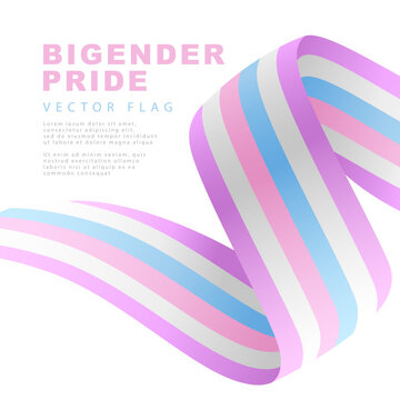Ribbon in the form of a bigender pride flag. Sexual identification. A colorful logo of one of the LGBT flags. Vector illustration