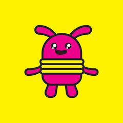 mascoot cartoon rabbit doodle vector illustration.