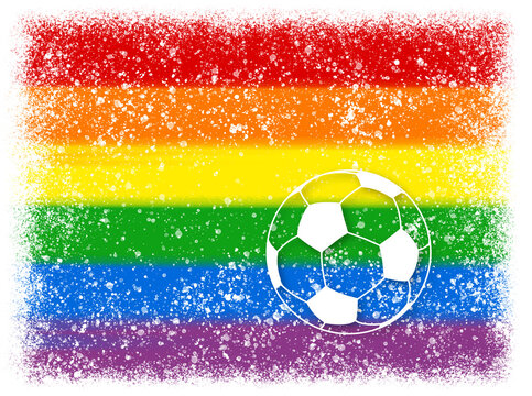 fu&szlig;ball und regenbogenflagge