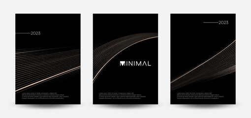 Set of modern abstract cover designs. Abstract luxury wavy lines composition. Vector template, 2023
