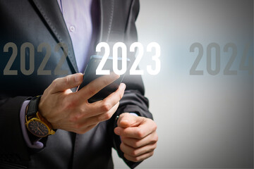 Concept of new 2023 business year with new ideas. - obrazy, fototapety, plakaty