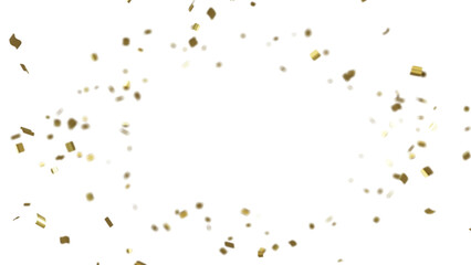 Golden ribbons vector design. Transparent luxury flying gold confetti in empty space. Elegant festive decoration for photo, gift card or web banner template