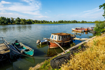 The harbor of the village Mila 23 in the Danube Delta in Romania