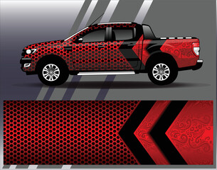 Obraz premium Car wrap design vector. Graphic abstract stripe racing background kit designs for wrap vehicle race car rally adventure and livery