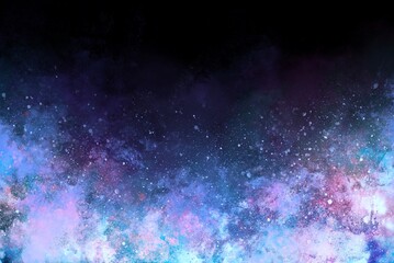 Obraz premium 青い炎のような抽象画イラスト背景 ネオンカラー ペンキ