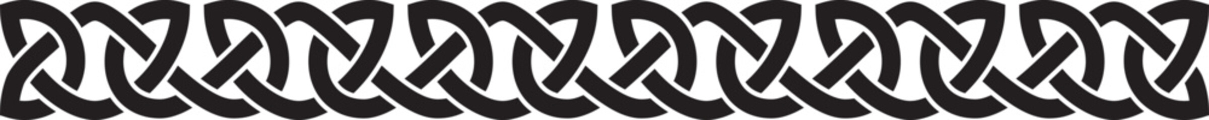 Simple Celtic border, black. Linear border made with Celtic knots for use in designs for St. Patrick's Day.