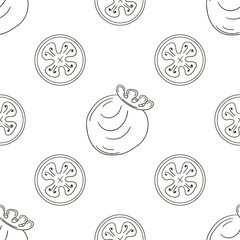 Coloring Seamless pattern with tropical fruits. Illustration in hand draw style