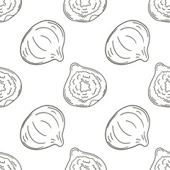 Coloring Seamless pattern with tropical fruits. Illustration in hand draw style