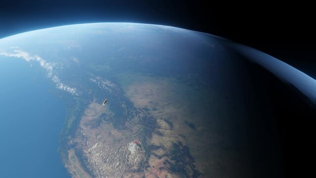 3D Animation of a satellite tumbling out of control in Earth's orbit