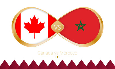 Canada versus Morocco golden icon for Football 2022 match.