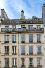 Paris, beautiful buildingsin the Marais, rue Saint-Antoine in the 4th arrondissement
