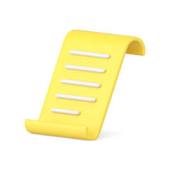 Yellow glossy diagonal placed curved shape form text legal documentation 3d icon realistic