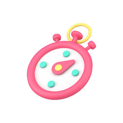 Pink isometric circle analogue timer for accuracy deadline measurement 3d icon design