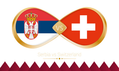 Serbia versus Switzerland golden icon for Football 2022 match.