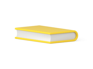 Educational yellow paper book with cover lying library academic literature realistic 3d icon