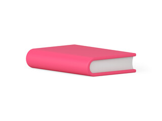 Paper textbook business planner academic education horizontal lying pink literature 3d icon