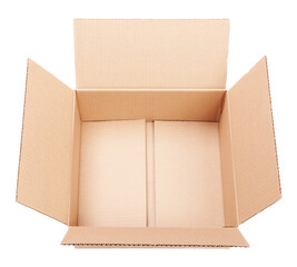 Open empty carton box isolated