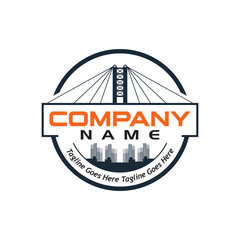 concrete bridge construction logo, sample company logo, a simple vector design