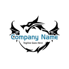 dragon head and wings logo, sample company logo, a simple vector design