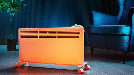 Electric heater on floor at home