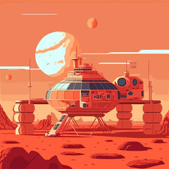 Digital illustration denoting the colonization of Mars. © Dominik Guzei/Wirestock Creators