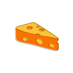 Cheese piece icon sign. Vector cartoon hand drawn illustration