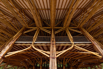 Fototapeta na wymiar Detail of a bamboo construction in Colombia, Manizales, Caldas, Antioquia, South America