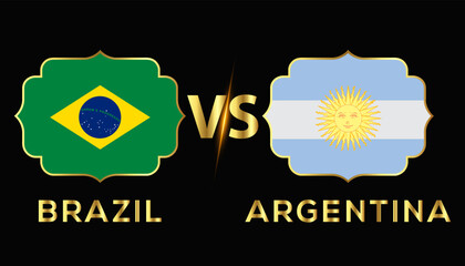 brazil vs argentina match vector illustration with gold color. Fifa world cup 2022.