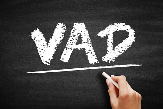 VAD Value Added Distributor - offers differentiating services and solutions that provide additional benefits to their clients, acronym text on blackboard