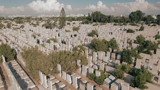 Southern Tel-Aviv Cemetery - The biggest in Israel - slide to the left - low altitude #021
