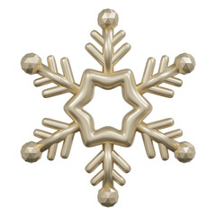 3D Rendering Christmas Ornament Gold Snowflake for Decoration.