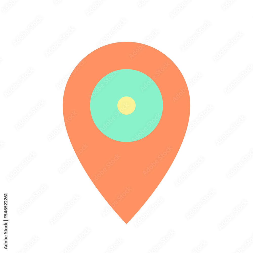 Poster location mark flat color ui icon. find place on map. navigation service. online support. simple fill